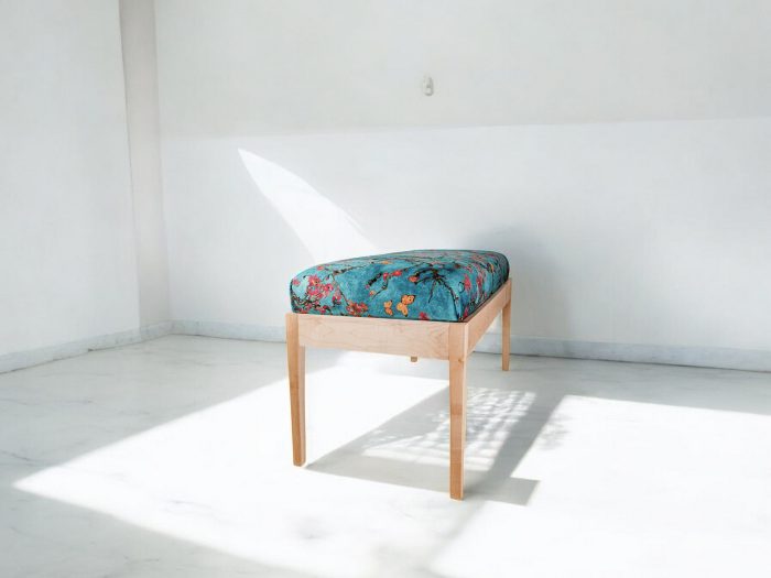 Upholstered Hallway Bench Maple Wood - Velvet Turquoise 2
