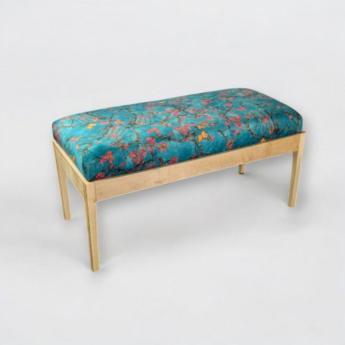 Upholstered Hallway Bench Maple Wood - Velvet Turquoise 1